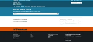 UK Gambling Commission public business register search context for WSM Casino